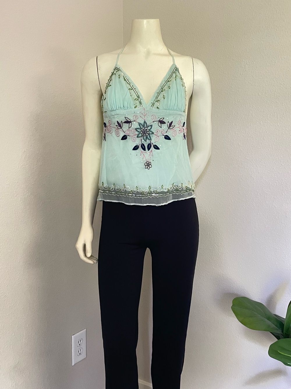 Vintage Sweet by Miss Me Silk Beaded Halter Top